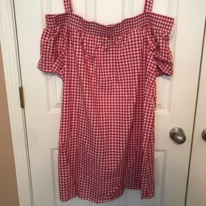 Woman’s off the shoulder dress